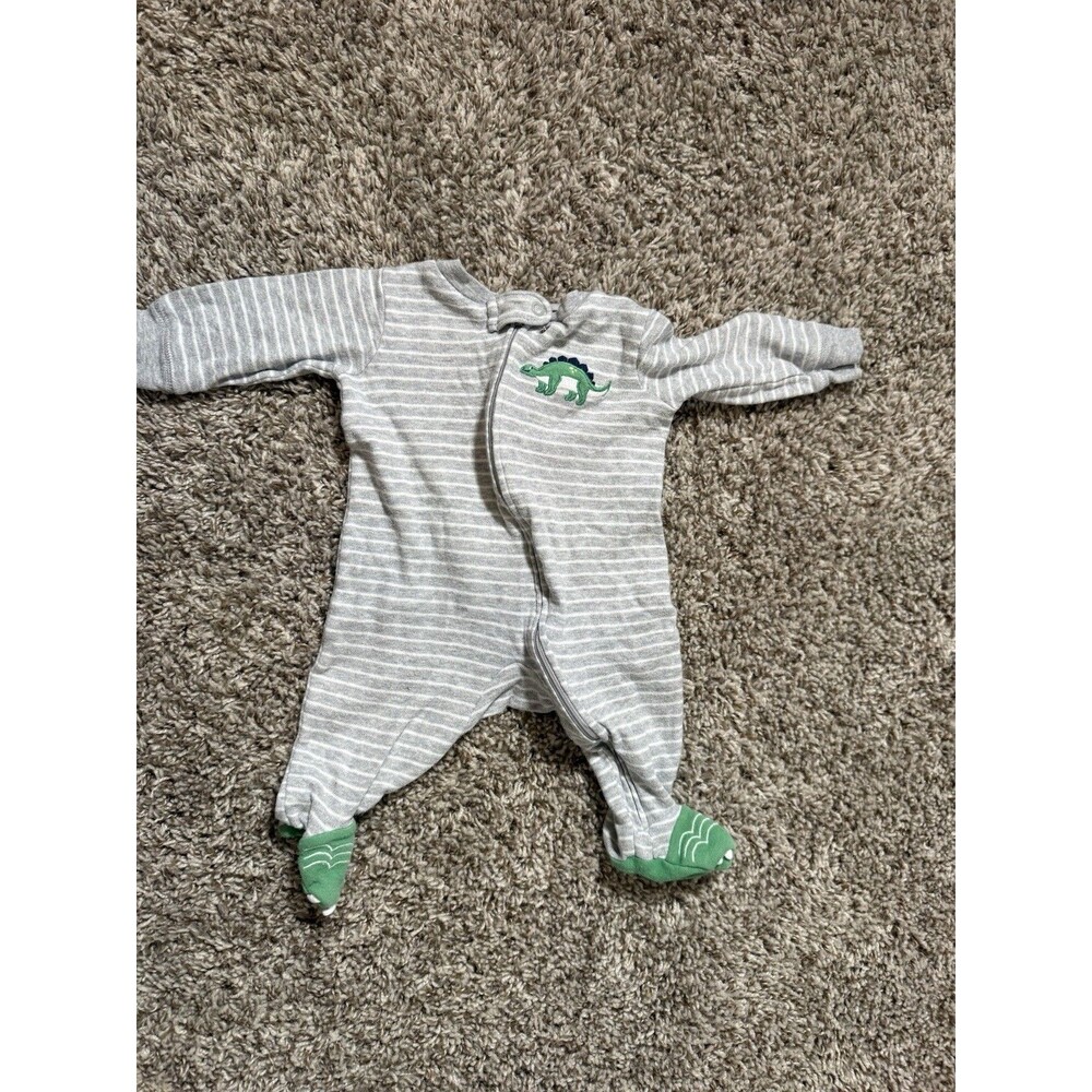 Carter's Dinosaur Sleep & Play Baby Bodysuit Gray Zip Pajama 3M - Picture 15 of 15
